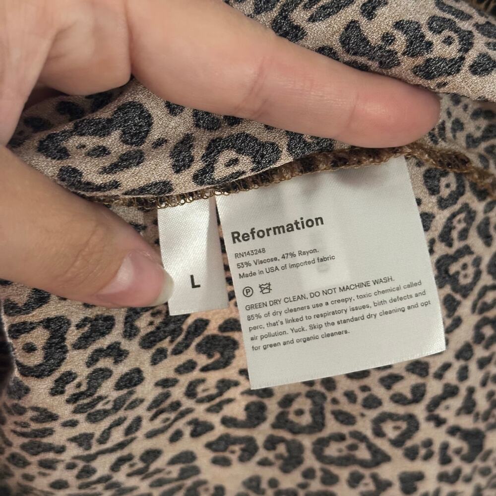 Reformation Marlowe Leopard Print V-Neck Mini Dress Brown Size Large - Picture 6 of 6